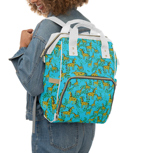 Cute Giraffes Pattern Multifunctional Diaper Backpack