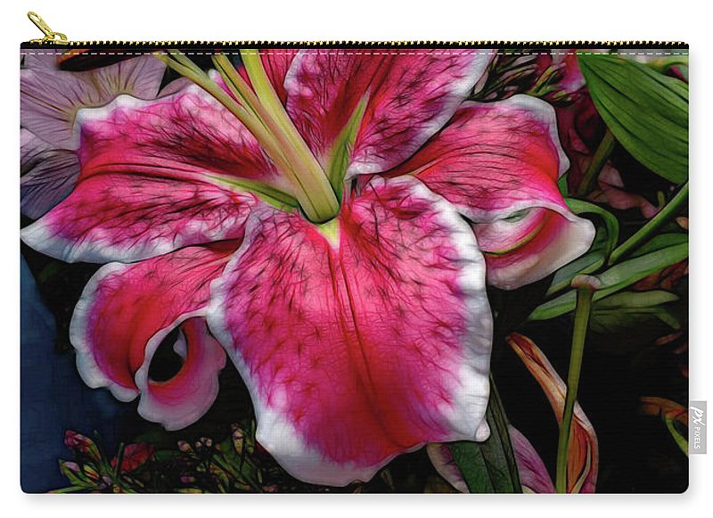 Big Petaled Pink and White Lily - Zip Pouch