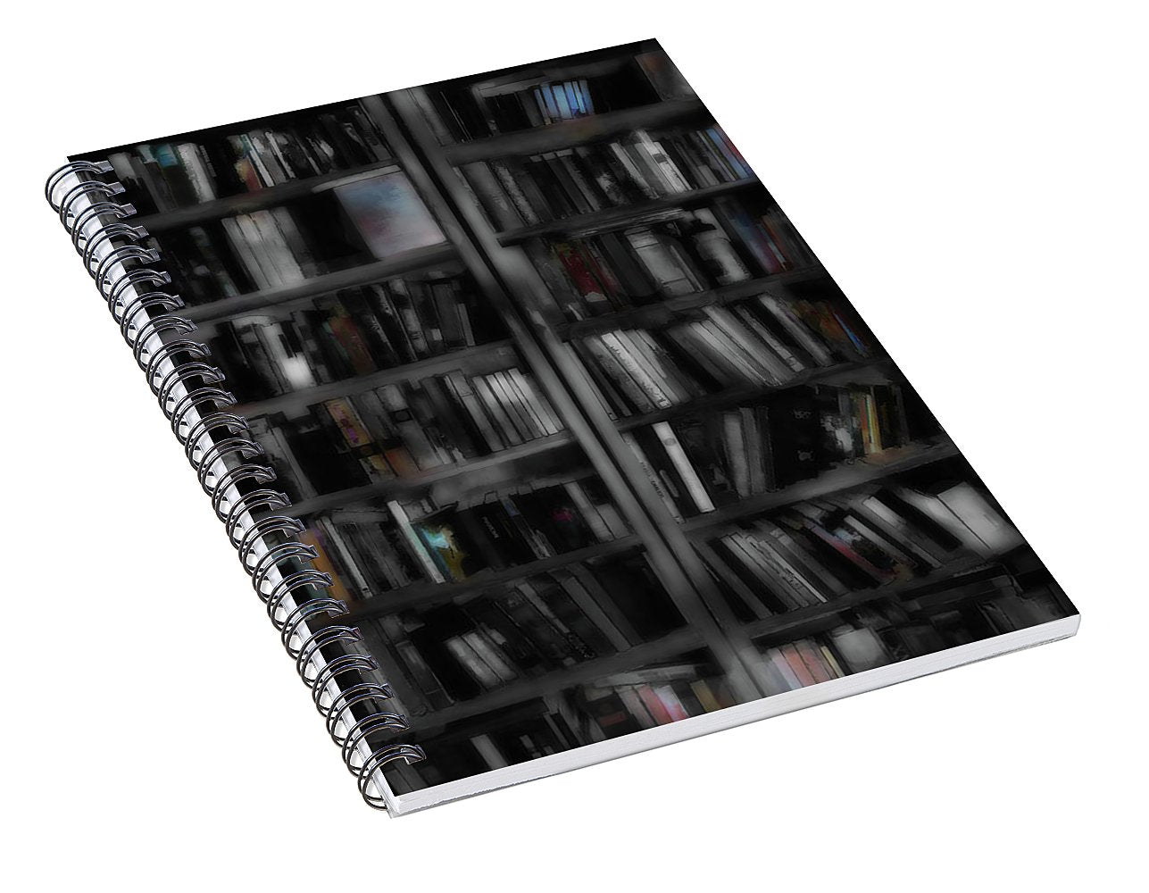 Black and White Bookshelves - Spiral Notebook