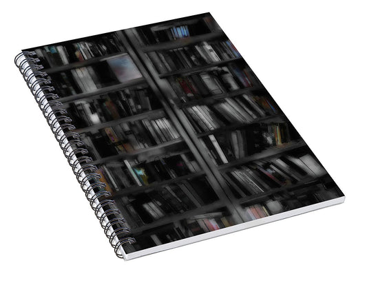Black and White Bookshelves - Spiral Notebook