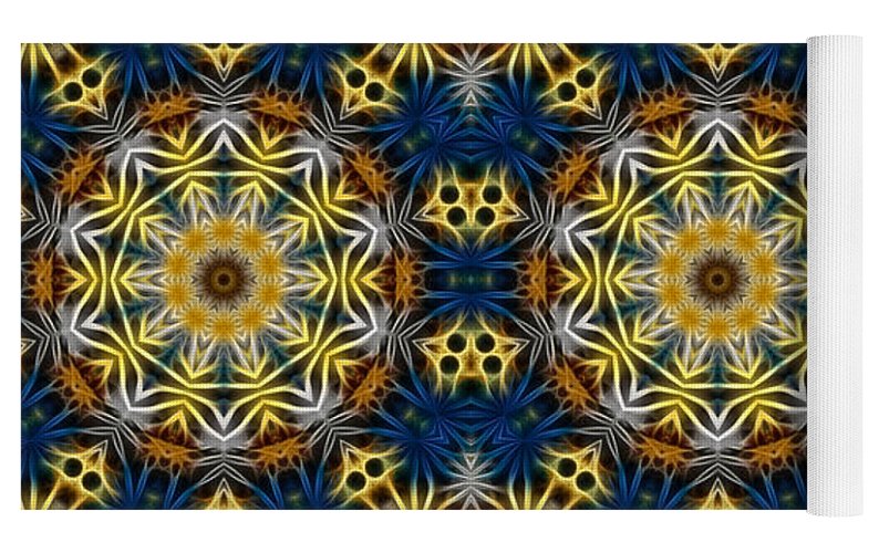 Blue and Yellow Kaleidoscope - Yoga Mat