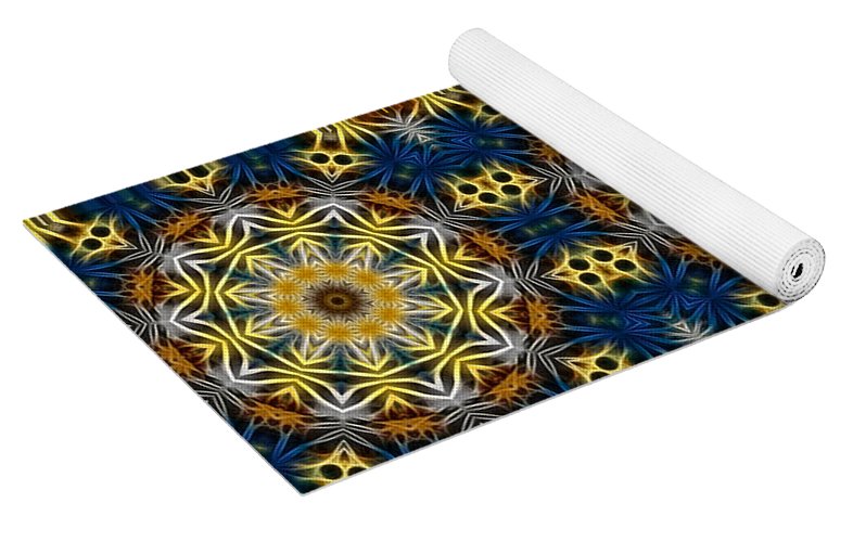 Blue and Yellow Kaleidoscope - Yoga Mat