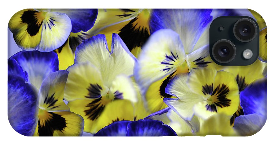 Blue and Yellow Pansies Collage - Phone Case