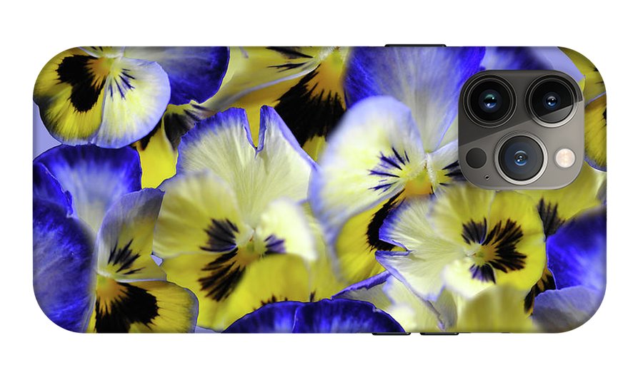 Blue and Yellow Pansies Collage - Phone Case