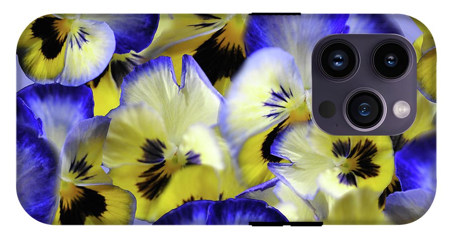 Blue and Yellow Pansies Collage - Phone Case