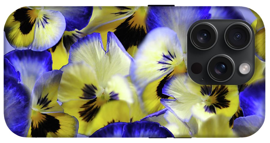 Blue and Yellow Pansies Collage - Phone Case