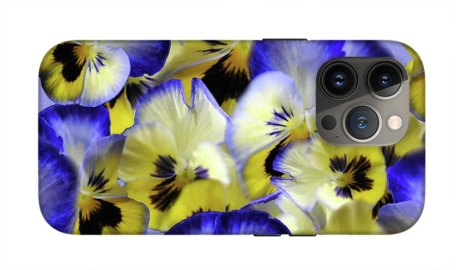 Blue and Yellow Pansies Collage - Phone Case