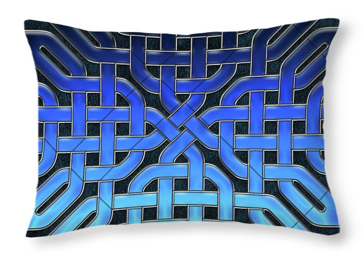 Blue Celtic Knot Ice Glass - Throw Pillow