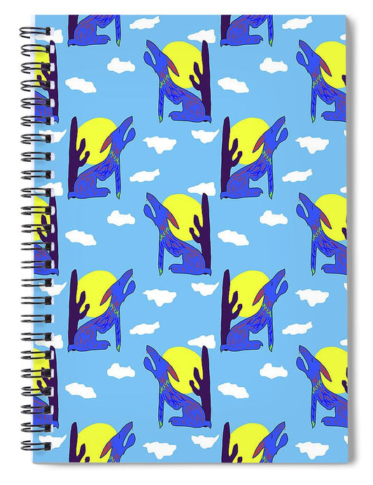 Blue Coyote Pattern - Spiral Notebook