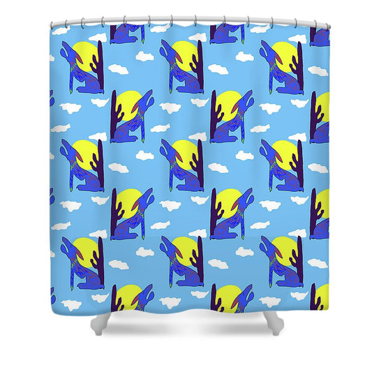 Blue Coyote Pattern - Shower Curtain
