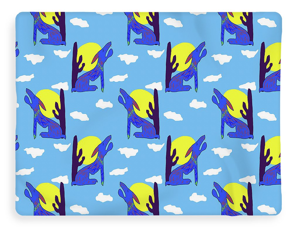 Blue Coyote Pattern - Blanket