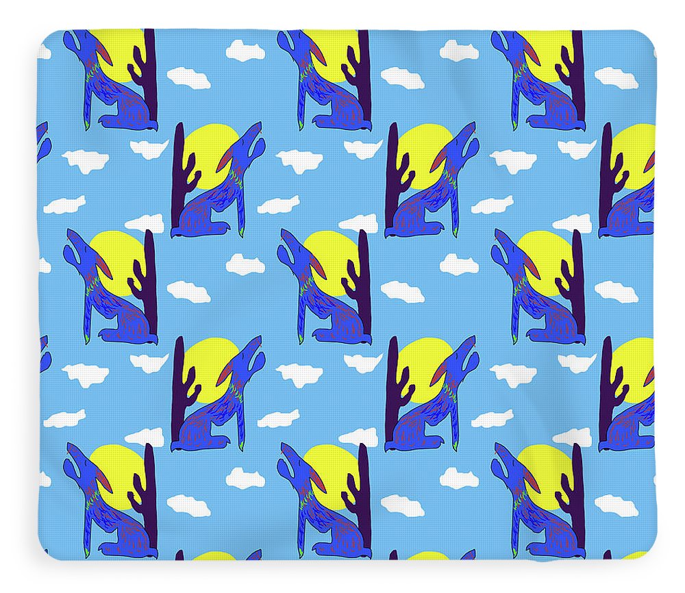 Blue Coyote Pattern - Blanket