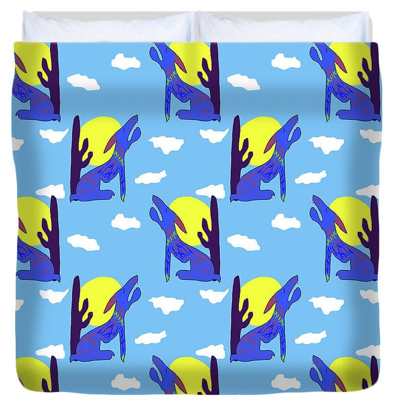 Blue Coyote Pattern - Duvet Cover