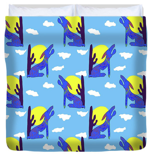 Blue Coyote Pattern - Duvet Cover