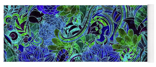 Blue Floral Pattern - Yoga Mat