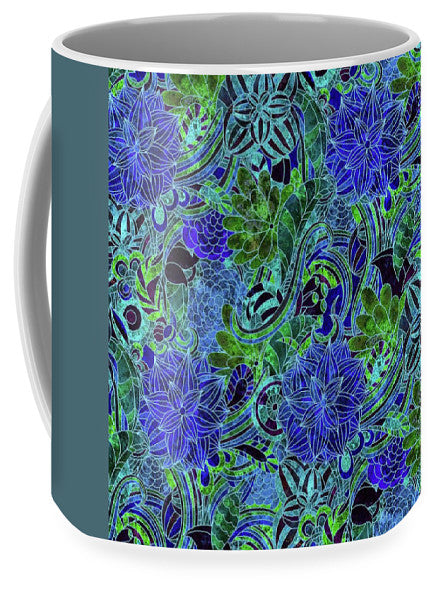 Blue Floral Pattern - Mug