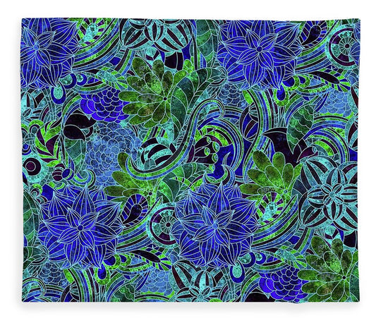 Blue Floral Pattern - Blanket