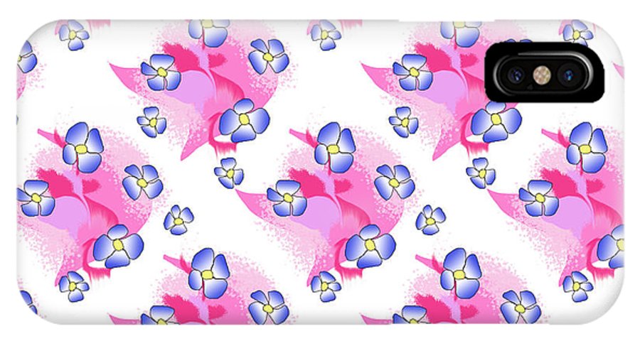 Blue Flowers On Pink - Phone Case