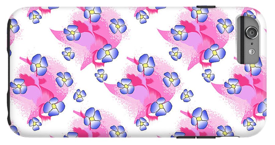 Blue Flowers On Pink - Phone Case