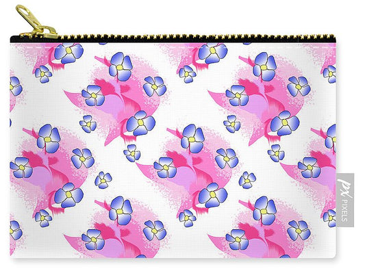 Blue Flowers On Pink - Carry-All Pouch