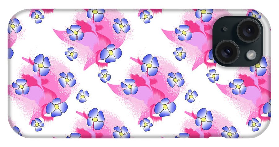 Blue Flowers On Pink - Phone Case
