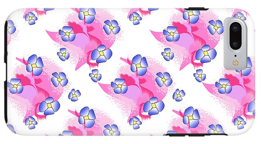 Blue Flowers On Pink - Phone Case