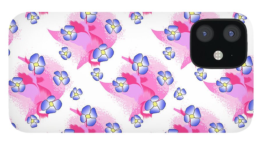 Blue Flowers On Pink - Phone Case