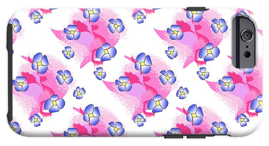 Blue Flowers On Pink - Phone Case