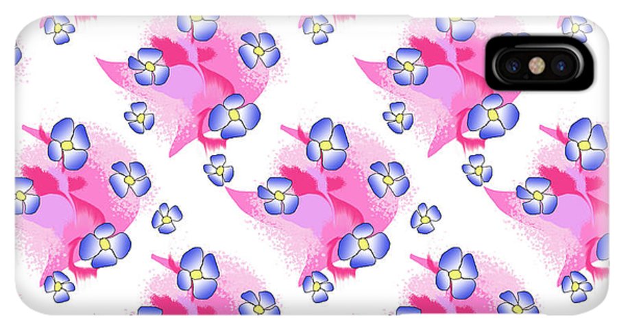 Blue Flowers On Pink - Phone Case