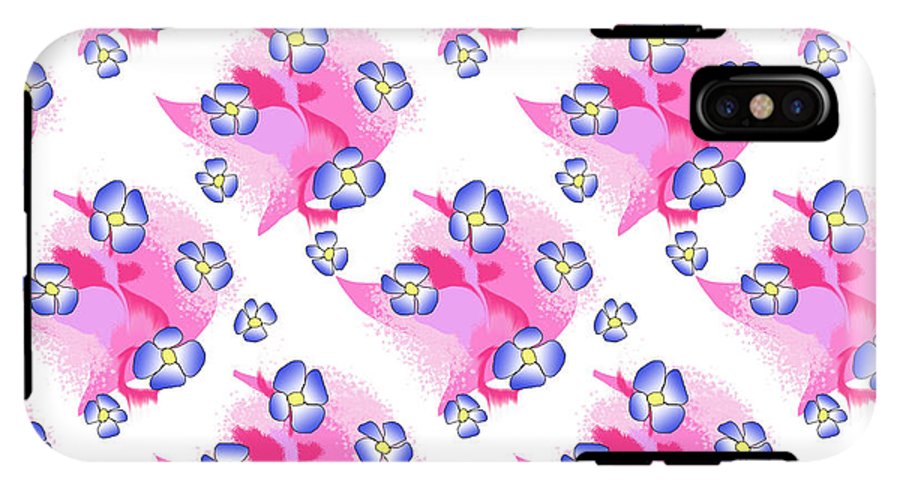 Blue Flowers On Pink - Phone Case