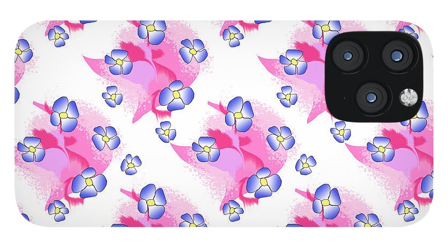 Blue Flowers On Pink - Phone Case