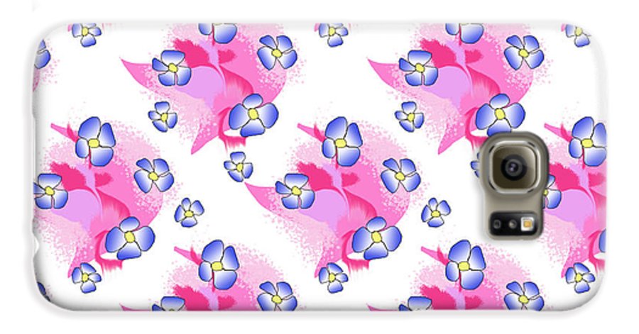 Blue Flowers On Pink - Phone Case