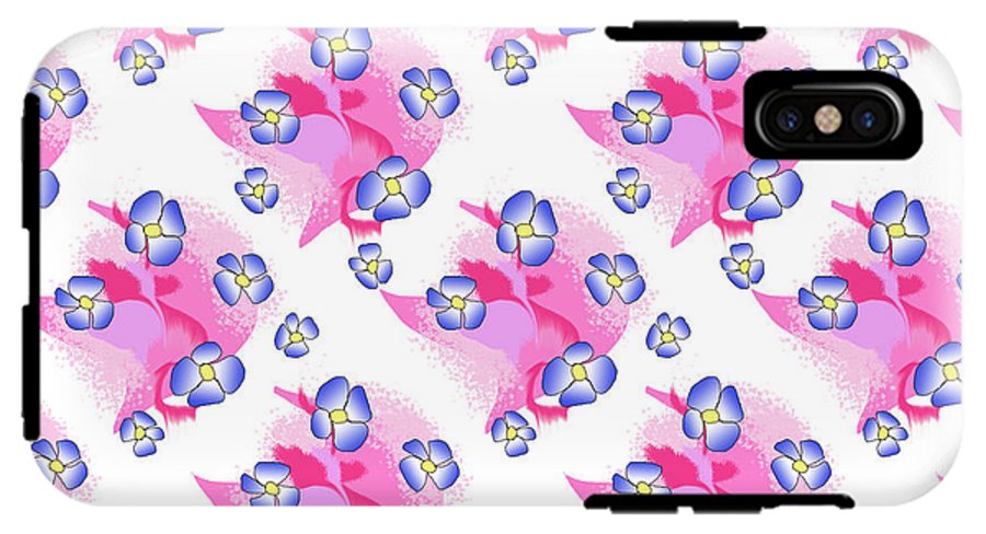 Blue Flowers On Pink - Phone Case
