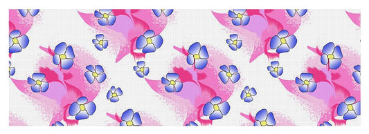 Blue Flowers On Pink - Yoga Mat