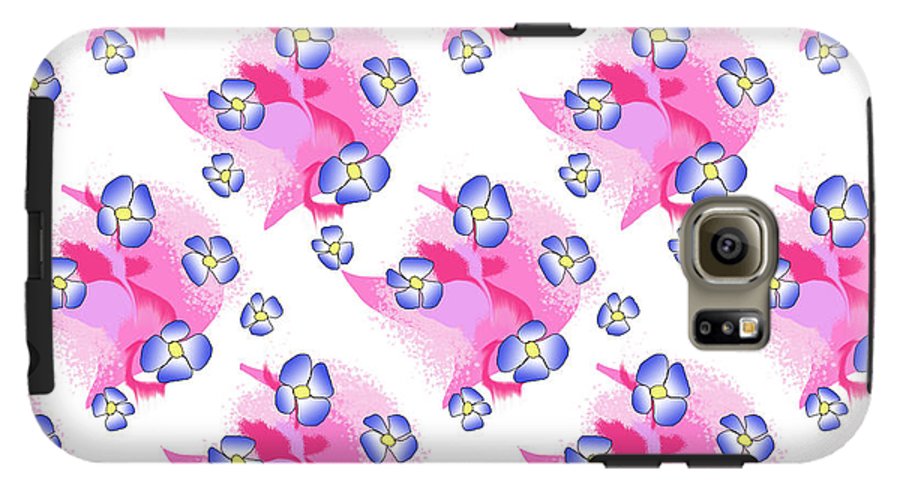 Blue Flowers On Pink - Phone Case