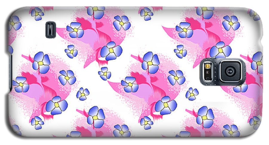 Blue Flowers On Pink - Phone Case