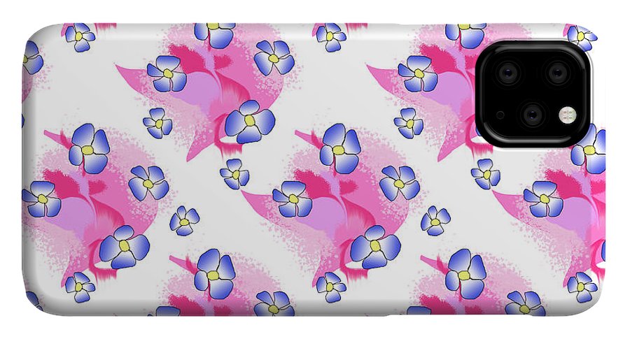 Blue Flowers On Pink - Phone Case