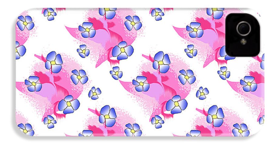 Blue Flowers On Pink - Phone Case