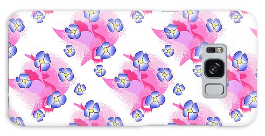Blue Flowers On Pink - Phone Case