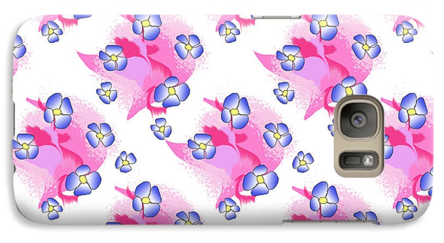 Blue Flowers On Pink - Phone Case