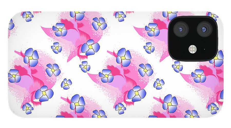 Blue Flowers On Pink - Phone Case