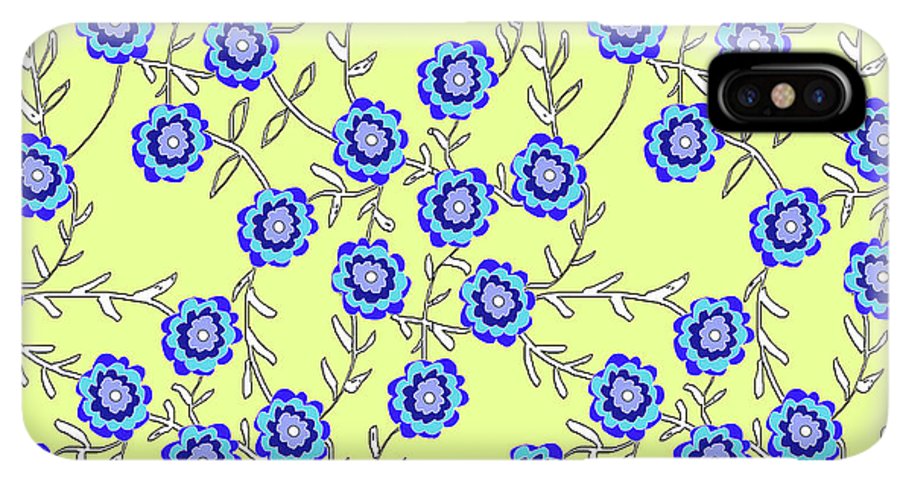 Blue Flowers On Yellow - Phone Case