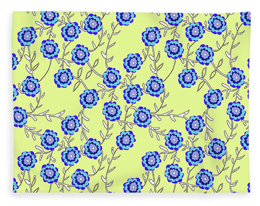 Blue Flowers On Yellow - Blanket