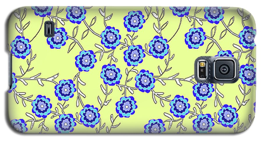 Blue Flowers On Yellow - Phone Case