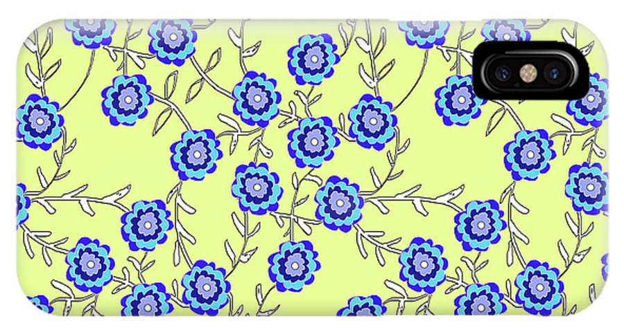 Blue Flowers On Yellow - Phone Case