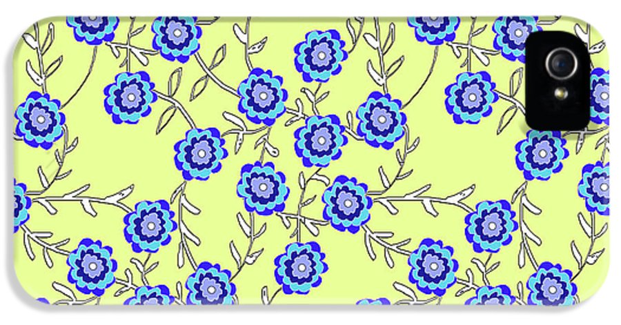 Blue Flowers On Yellow - Phone Case