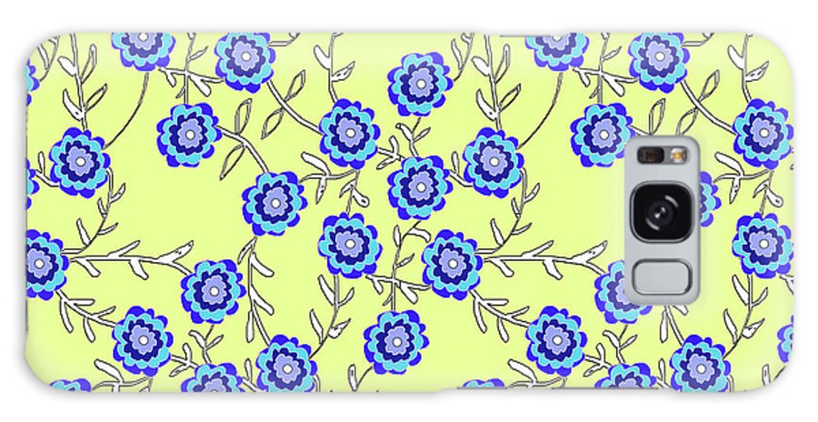 Blue Flowers On Yellow - Phone Case