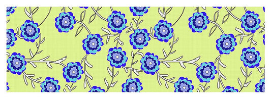 Blue Flowers On Yellow - Yoga Mat