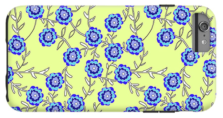 Blue Flowers On Yellow - Phone Case