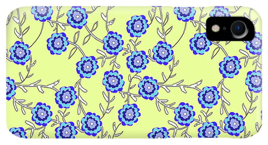 Blue Flowers On Yellow - Phone Case